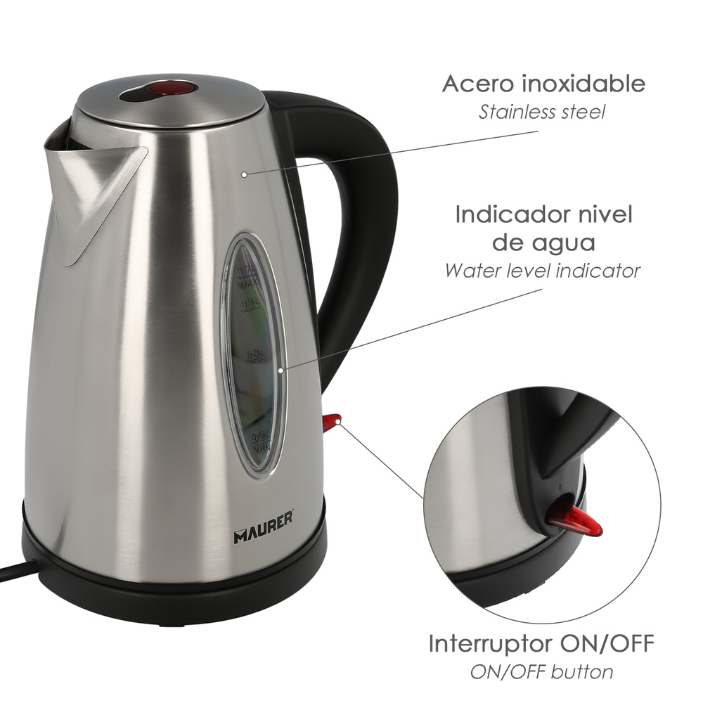 Hervidor De Agua 1,7 Litros. 2200 W. capacidad